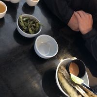 Smoked edamame and tempura veg at Hapi in Albury