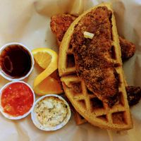 Vegan Chicken & Waffles at Victoria Bar in Portland