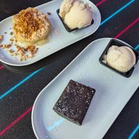 Apple crumble and brownie at Rassam's Creamery in Sheffield