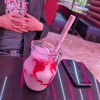 Vegan strawberry milkshake at Rassam's Creamery in Sheffield