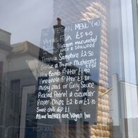 Their vegan menu at Chesil Chippie in Portland