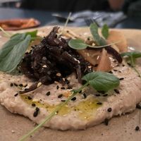 Lima bean dip - roasted turnips - caramelized onion - black sesame - smoked garlic  at Camion in Antwerpen