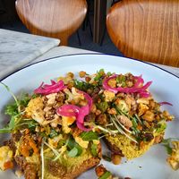 Sourdough toast spiced hummus at Camion in Antwerpen