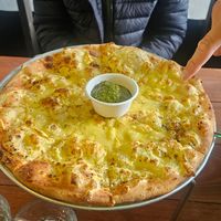 Vegan cheesy garlic bread with pesto (medium size) at Fat Badgers Pizza Bar in Queenstown