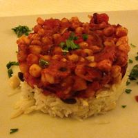Chana masala, with peanuts and pumpkin seeds at Casa Satya in Bucharest