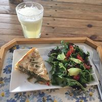 Fresh melon juice, vegan torta and salad 👌 at Adamasttor Saude & Sabor in Braga