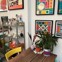 The only table. Two chairs.  at Carbon Fresh in London