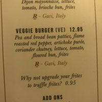 Vegan burger at LHR - Oriel Grand Brasserie - T3 in West London