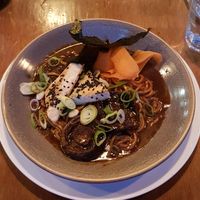 Udon noodles with tofu and mushrooms from the vegan menu at Halo in Queenstown