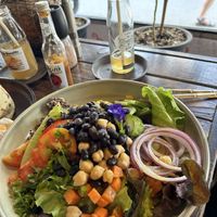 Kombucha 120 and salad 190  at Coffee Stains in Pai