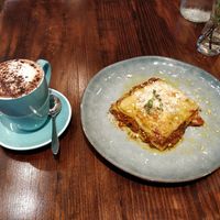 Hot chocolate and ragu lasagne at Gardener's Lodge in Camperdown