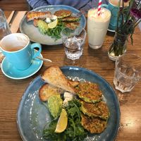 Fritters, coffee and smoothies at Gardener's Lodge in Camperdown