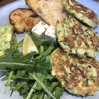 zucchini fritters at Gardener's Lodge in Camperdown