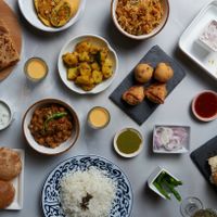 Maharaja Bhog thali experience. Dishes change daily. at Maharaja Bhog in Dubai