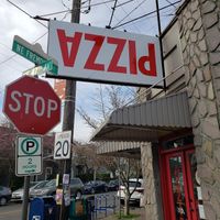 Where the pizza is upside down at Red Sauce Pizza in Portland