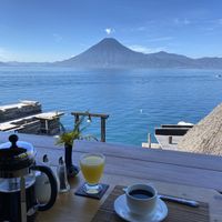 Breakfast view from the restaurant at Laguna Lodge & Zotz Restaurant in Santa Cruz La Laguna