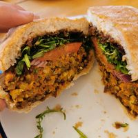 Bbq lentil burger at Harbour Kitchen in Cowes