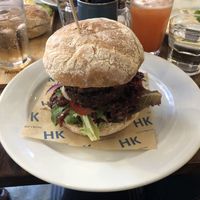 Lentil and seed burger at Harbour Kitchen in Cowes