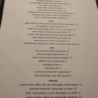 Menu  at Indian Accent in New York City
