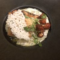 King trumpet mushrooms with cauliflower from tasting menu  at Indian Accent in New York City