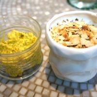 Vegan desserts (chia pudding w/lemon and turmeric + almond yoghurt w/granola) at Chez Germain in Paris