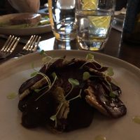 Beetroot pate and handmade hemp seed crisp bread crackers at Boringdon Hall Hotel in Plymouth