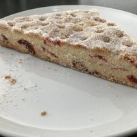 Vegan cherry shortbread. Very yummy! at Sandford's Bakery in Great Torrington