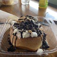 My dairy free roll is in the background. Up front is the s’mores roll (devoured by my teen son).  at Cinn City in Lynchburg