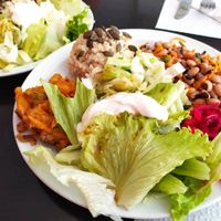 Ciclist beans, coleslaw, salad, patanisca, whole rice and pumpkin seeds at Ki Macrobiotico in Aveiro