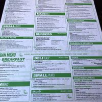 Veg menu at The Village Inn in North West London