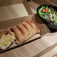 Herb & garlic sourdough, garden salad at Crust Gourmet Pizza Bar in Broadbeach