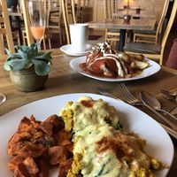 Breakfast burrito & Stanford Inn Florentine (get this!!!) at Ravens' Restaurant in Mendocino