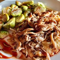 This dish had so much potential. Mushrooms were fry and chewy, polenta was earthy and needed something to balance better. Brussels sprouts were undercooked and dry.  at Ravens' Restaurant in Mendocino