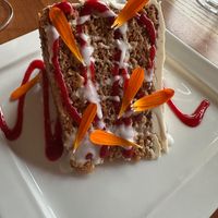 Carrot ckae at Ravens' Restaurant in Mendocino
