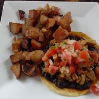 breakfast tostada at Ravens' Restaurant in Mendocino