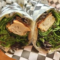 Buffalo chicken wrap with ranch dressing on the side. So good!  at Plant Slayer in Fresno