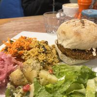 Vegan burger   at The Cafe At Green Pavilion in Buxton