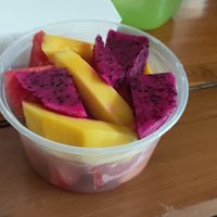 Fruits (mango, dragon fruit, papaya, watermelon) at Narayana Vegetarian in Kerobokan Kelod