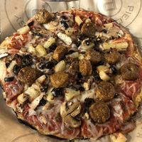 Vegan cheese & sausage  at Pieology - MGM Grand in Las Vegas