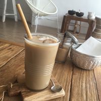 Iced soy latte at Beach Coconuts Bowls in Koh Phangan
