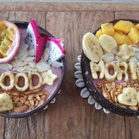 Superberry Acai Bowl & Pitaya Passion Bowl at Beach Coconuts Bowls in Koh Phangan
