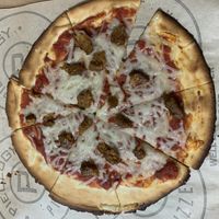 Vegan pizza with sausage at Pielogy in Edinburg