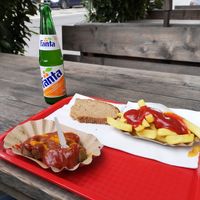 Vegan curry wurst meal deal option, 8.20 euros at Best Worscht In Town - Schweizer in Frankfurt
