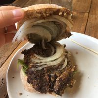 Mushroom sandwich / burger. Really good and filling on its own.  at Hypha in Chester