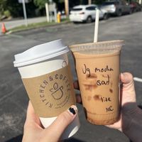 Hot and iced lattes at Kitchen & Coffee in Beacon