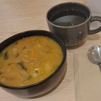 Hot soup and hot tea on a cold and snowy winter day - perfect! #Veganuary at Kitchen & Coffee in Beacon
