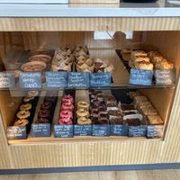 Bakery case with vegan options noted at Kitchen & Coffee in Beacon