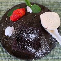 Brownie and ice cream at Green Loft in Northampton