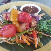 Teriyaki skewers and rustic Asian slaw at Green Loft in Northampton