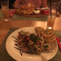 Pasta Alfredo and fish and chips at Green Loft in Northampton